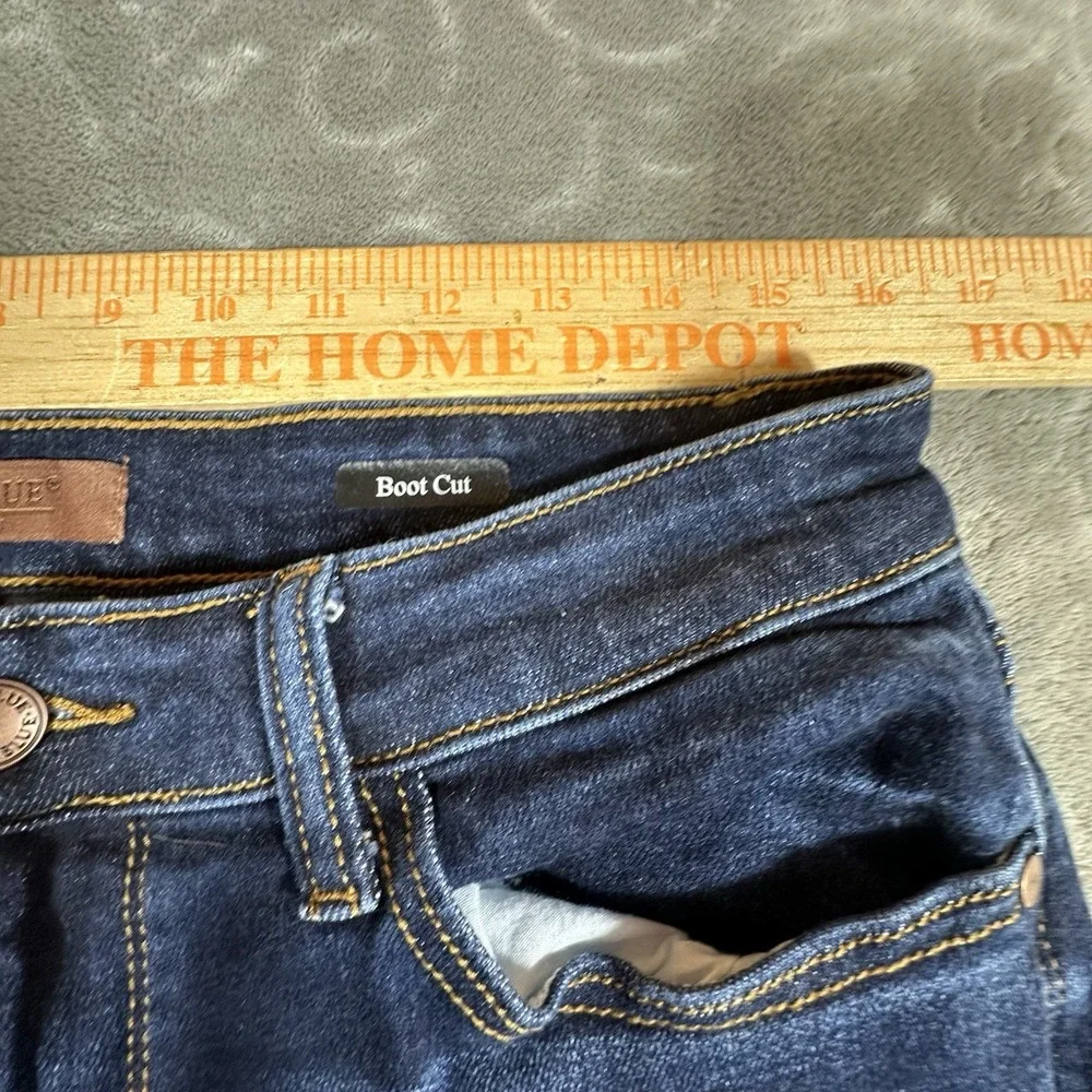Judy Blue Jeans Womens 15 32 Bootcut Mid Rise Dark Wash Whiskered Stretch Denim